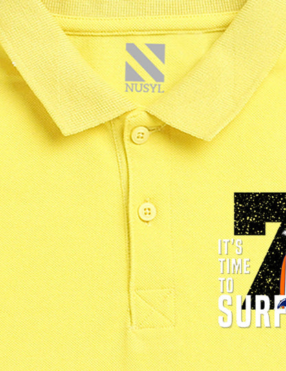 Nusyl Number 7 Printed Bright yellow Boys polo T-shirts