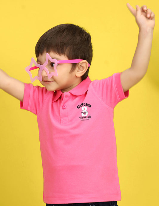 Nusyl Number Three Printed Bubblegum Pink Infants Polo T-shirt