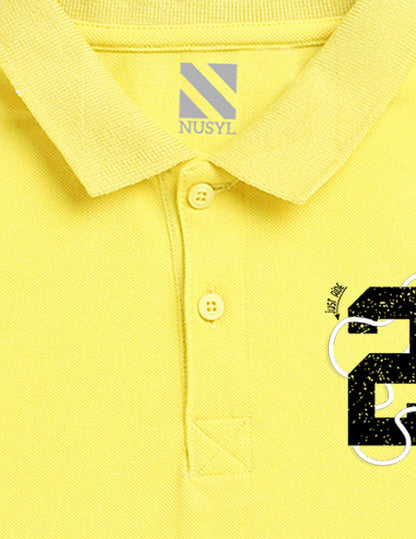 Nusyl Number 2 Printed Bright Yellow Boys polo T-shirts