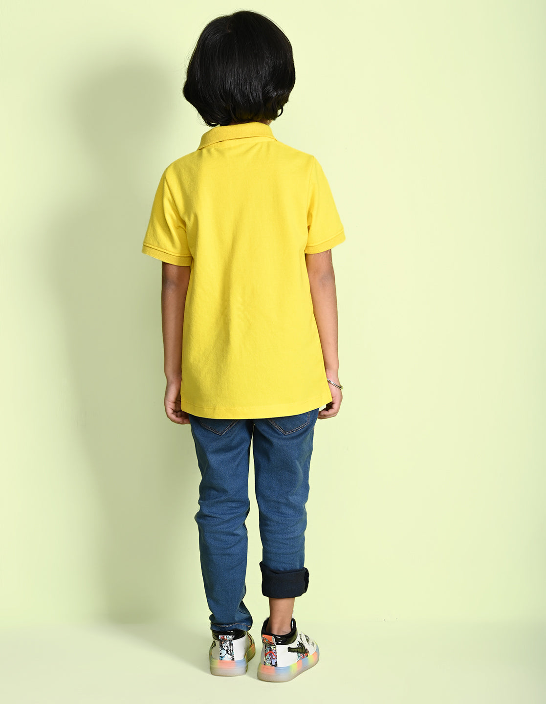 Nusyl Number 2 Printed Bright Yellow Boys polo T-shirts