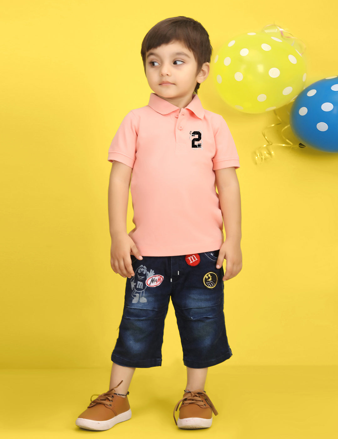 Nusyl Number Two Printed Peach Infants Polo T-shirt