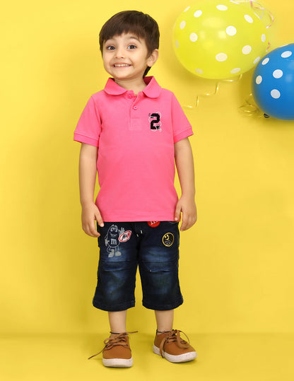Nusyl Number Two Printed Bubblegum Pink Infants Polo T-shirt