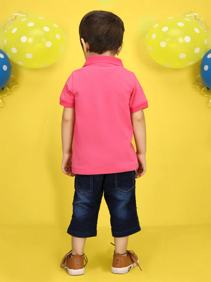 Nusyl Number Five Printed Bubblegum Pink Infants Polo T-shirt