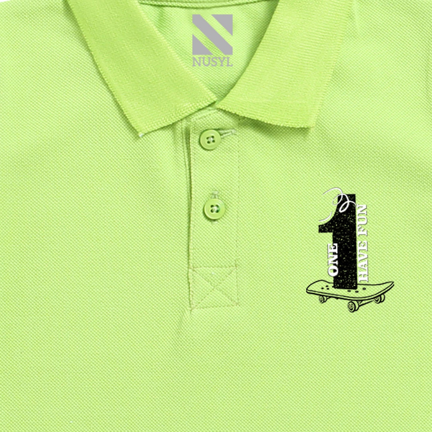 Nusyl Number One Printed Lime Green Infants Polo T-shirt