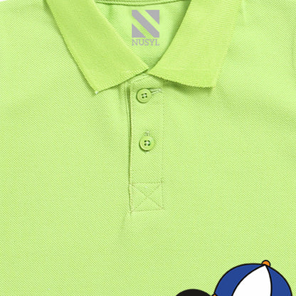 Nusyl Panda Printed Lime Green Infants Polo T-shirt