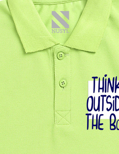 Nusyl Think out Printed Lime green Boys polo T-shirts
