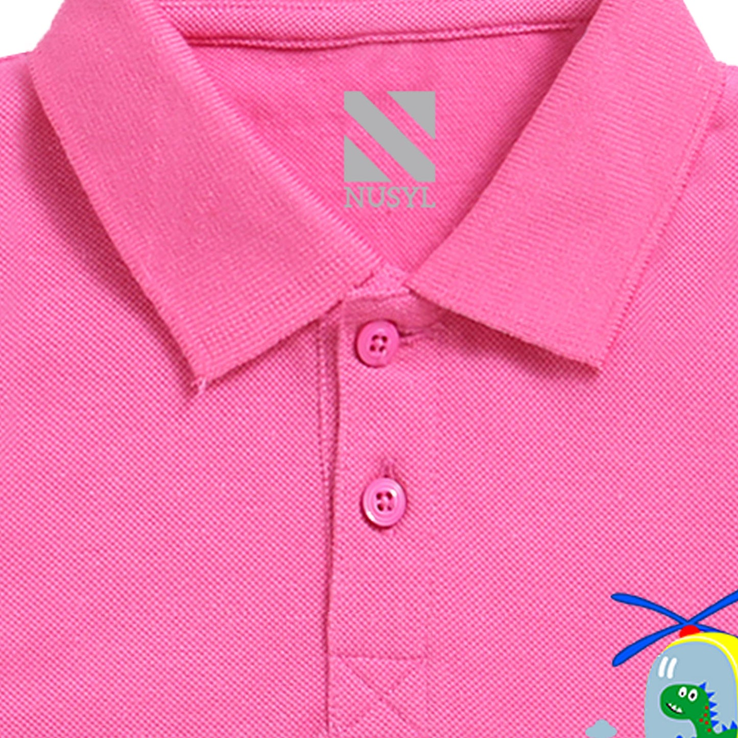 Nusyl Dinosaur Printed Bubblegum Pink Infants Polo T-shirt