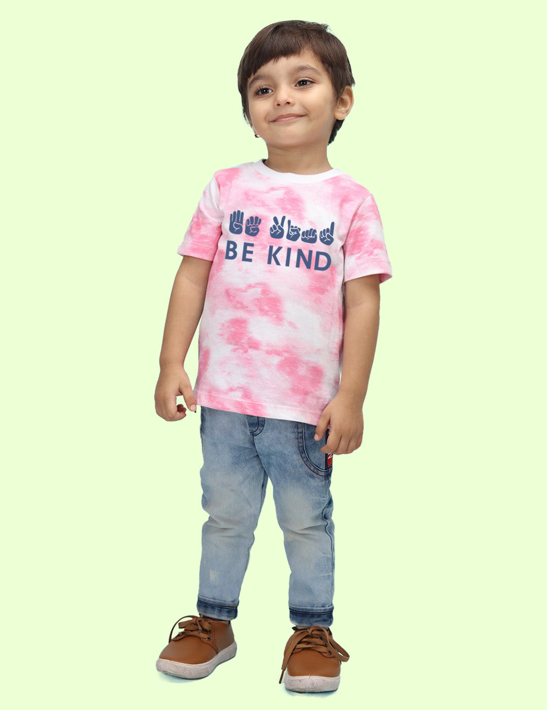 Nusyl infants pink be kind printed Tie & Dye tshirt.
