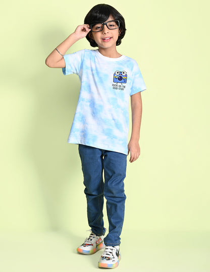 Nusyl boys camera printed blue tie & dye t-shirt
