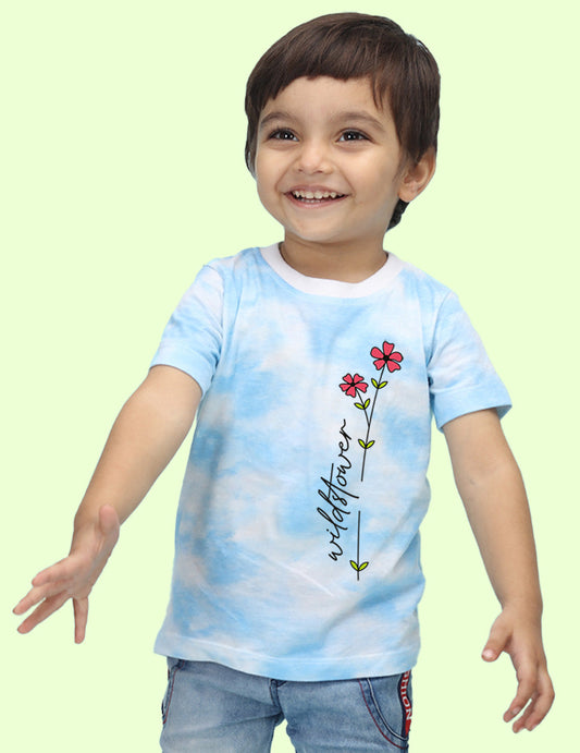 Nusyl infants blue wild flower printed Tie & Dye tshirt.