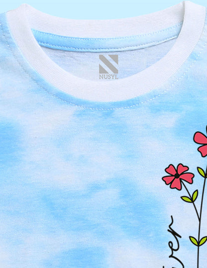 Nusyl infants blue wild flower printed Tie & Dye tshirt.