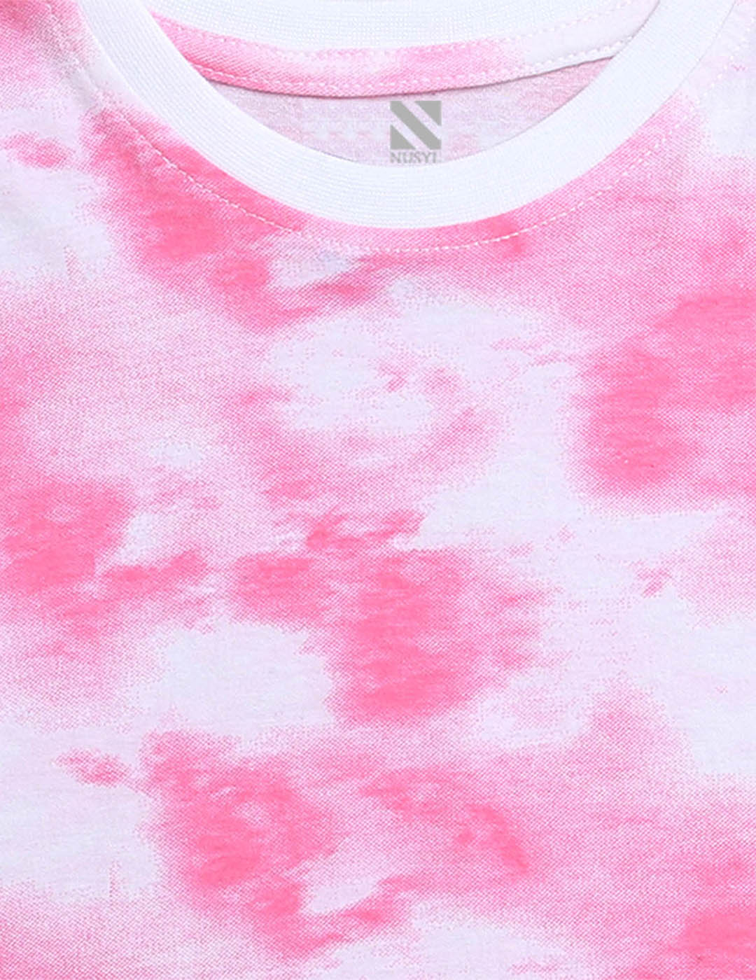 Nusyl boys giraffe printed pink tie & dye t-shirt