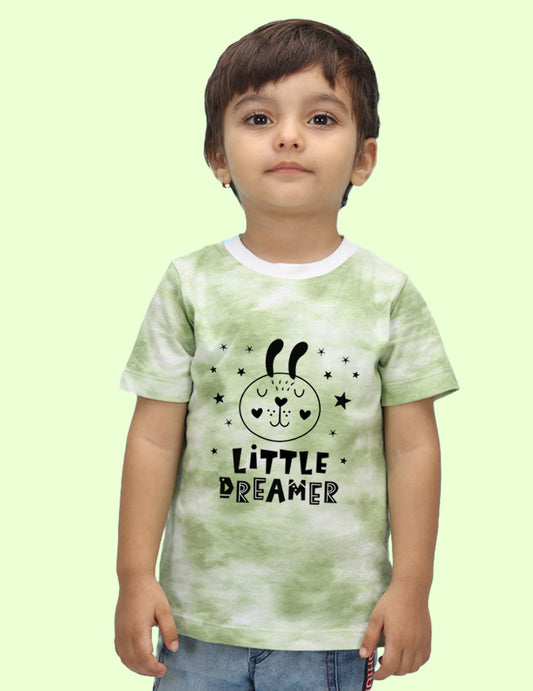 Nusyl infants green little dreamer printed Tie & Dye tshirt.