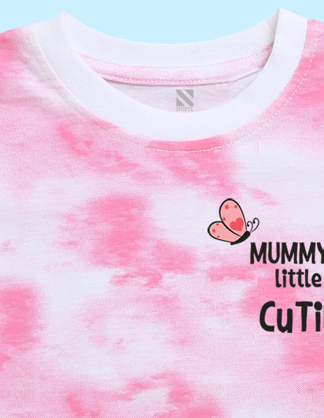 Nusyl infants pink mummy's cutie printed Tie & Dye tshirt.