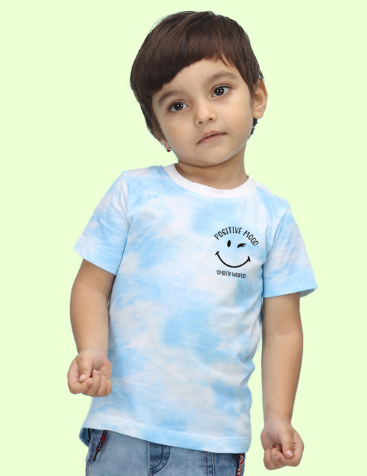 Nusyl infants blue positive mood printed Tie & Dye tshirt.