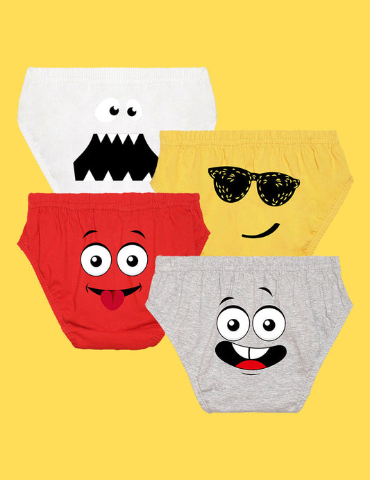 Nusyl Boys printed briefs combo-pack of 4(White,yellow,Red,Grey)