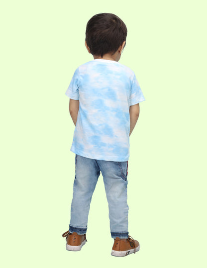 Nusyl infants blue rainbow printed Tie & Dye tshirt.