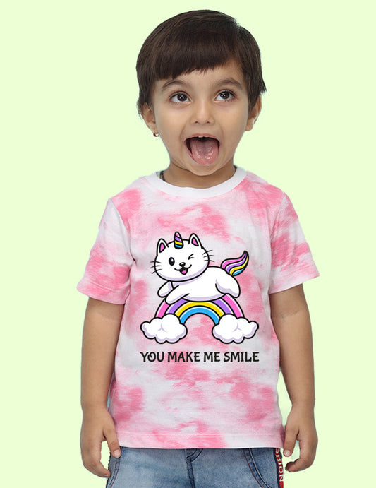 Nusyl infants pink rainbow printed Tie & Dye tshirt.