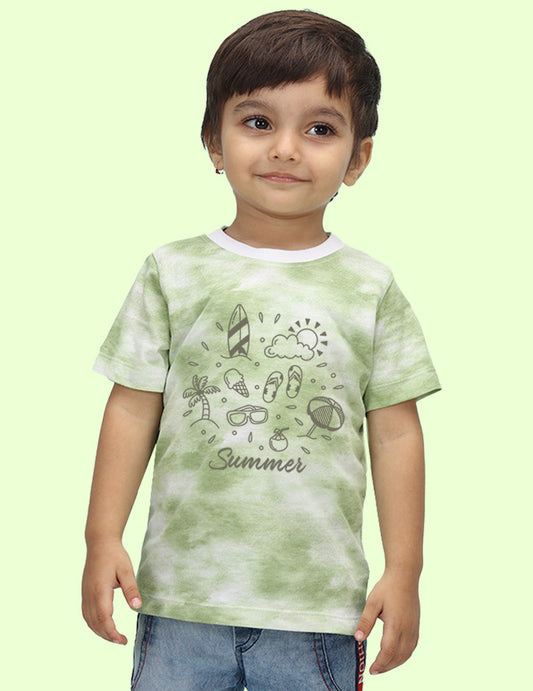 Nusyl infants green summer printed Tie & Dye tshirt.