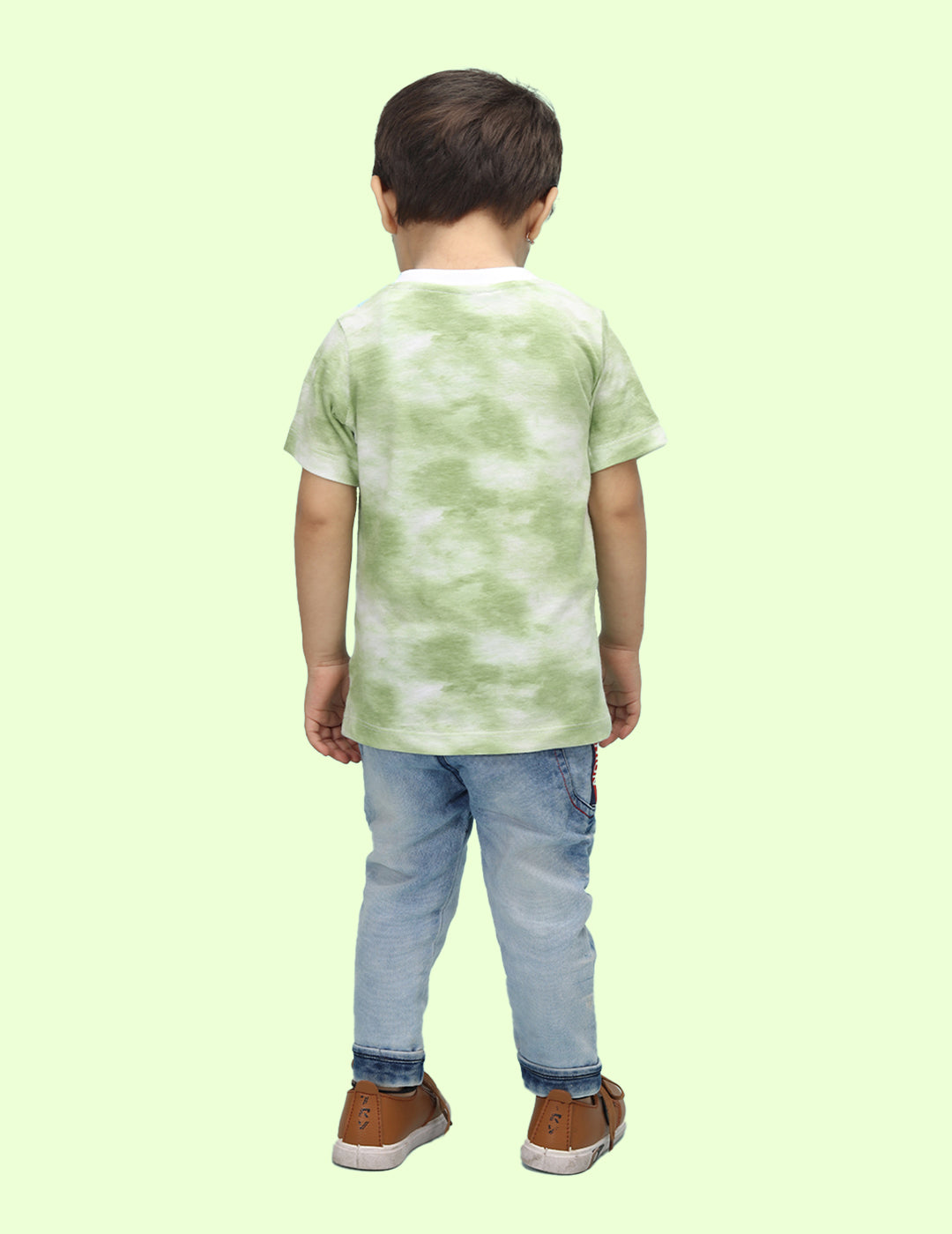 Nusyl infants green summer printed Tie & Dye tshirt.