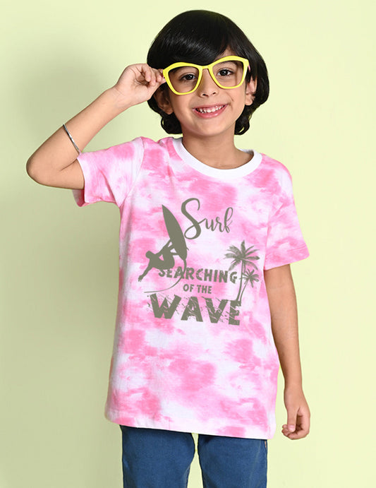 Nusyl boys surf printed pink tie & dye t-shirt