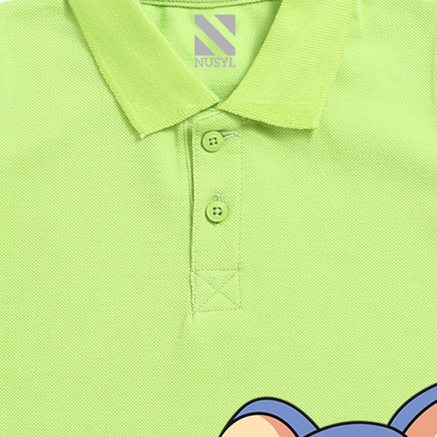Nusyl Elephant Printed Lime Green Infants Polo T-shirt