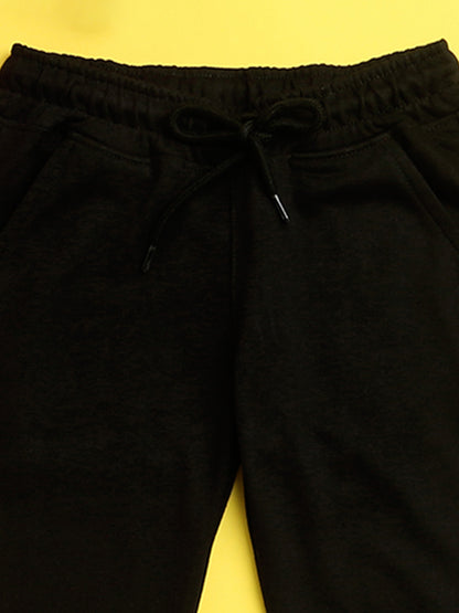 Nusyl Black solid color kids unisex treck pants