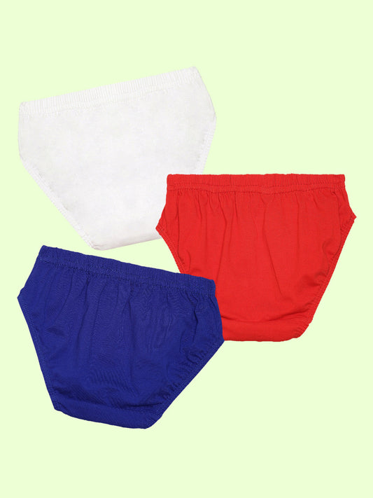 Nusyl Boys solid briefs combo-pack of 3 (White,Red,Royal Blue)